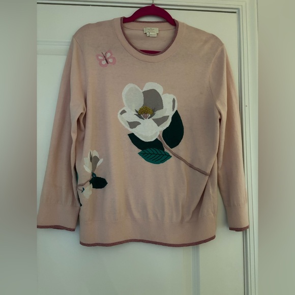Kate Spade “live colorfully”Brooke Street Flower Sweater, Cameopink, SZ XL - Picture 1 of 5